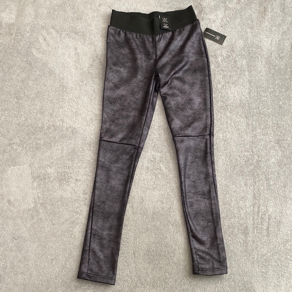 Inc Black Women's Metallic High Rise Leggings  Size Small